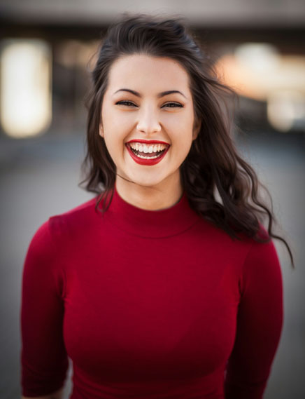 portrait photo of happy lady