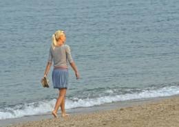 lady walking at the beach
